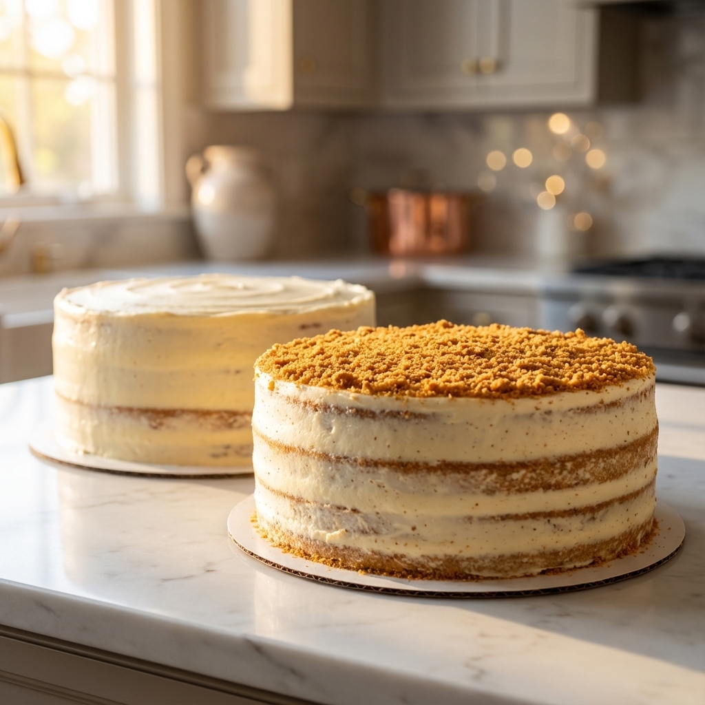 Freshly baked Medovik honey cakes in the kitchen